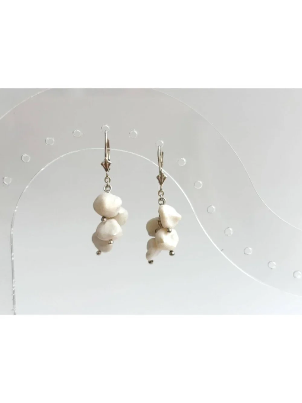 Freshwater Pearl Accented Vintage Sterling Silver 925 Drop Earrings